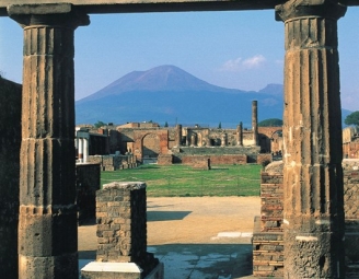 Pompeii with the Vesuvius in backround